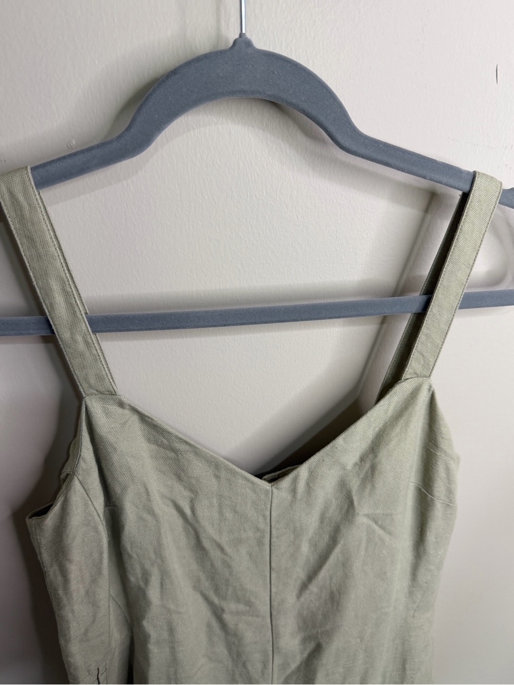 Club Monaco Light Olive Sleeveless V-Neck Wide-Leg Jumpsuit - Picture 13 of 13